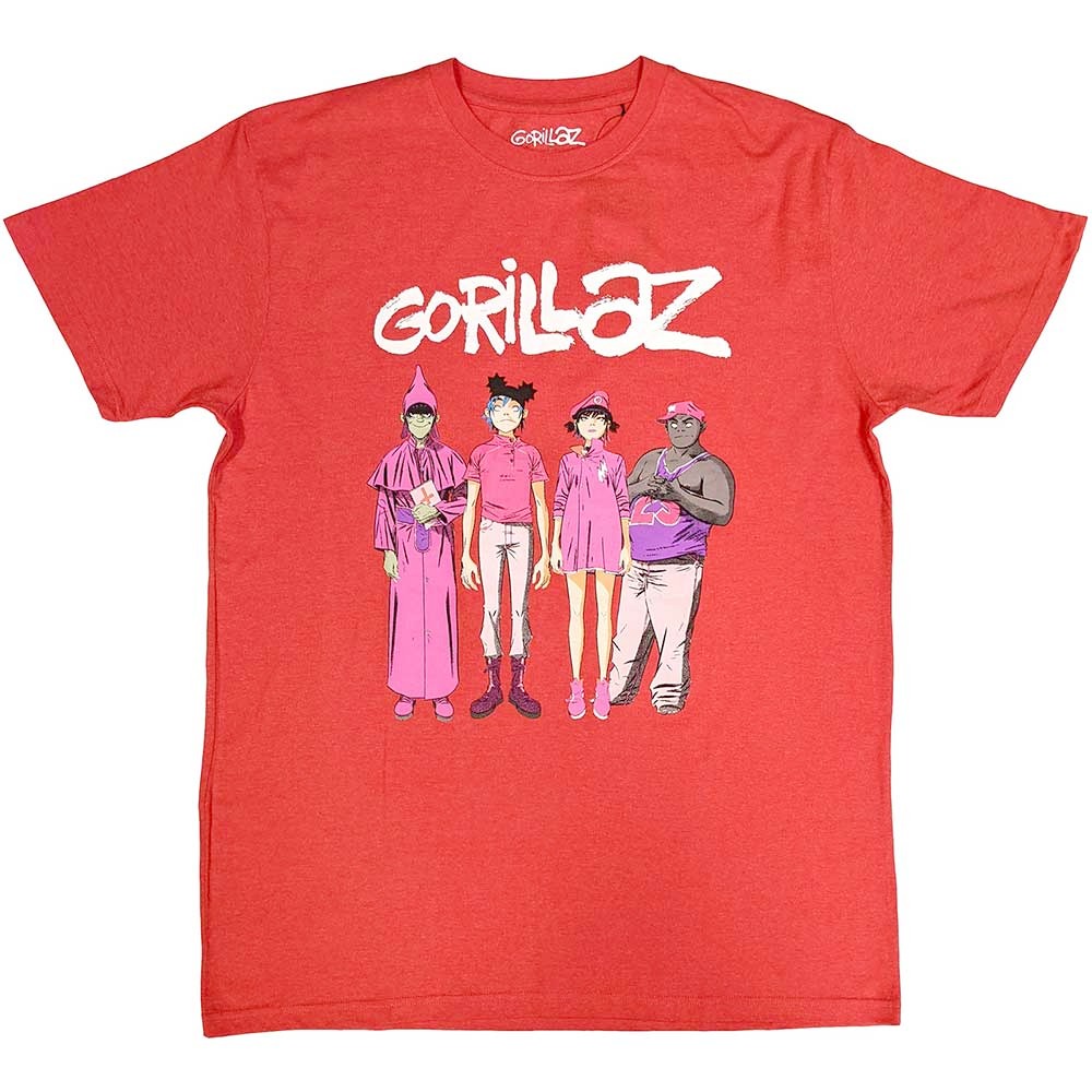 Gorillaz - Cracker Island Standing Group Heren Tshirt - Rood